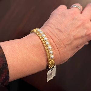 French Kande  Gold Bangle with Pearl